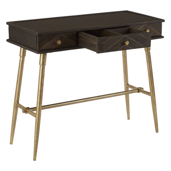 Nikawiy Wooden Console Table In Grey And Antique Brass_3