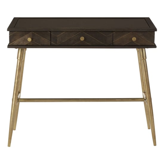 Photo of Nikawiy wooden console table in grey and antique brass