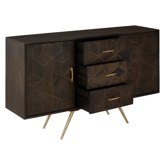 Nikawiy Wooden Sideboard In Grey And Antique Brass_4