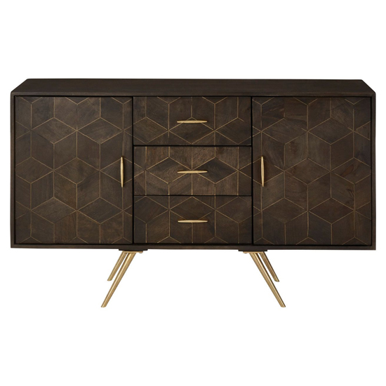 Nikawiy Wooden Sideboard In Grey And Antique Brass_5