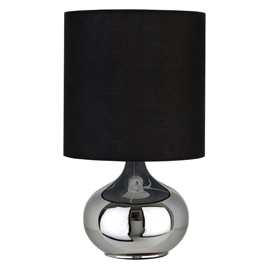 Product photograph of Nikowi Black Fabric Shade Table Lamp With Chrome Metal Base from Furniture in Fashion