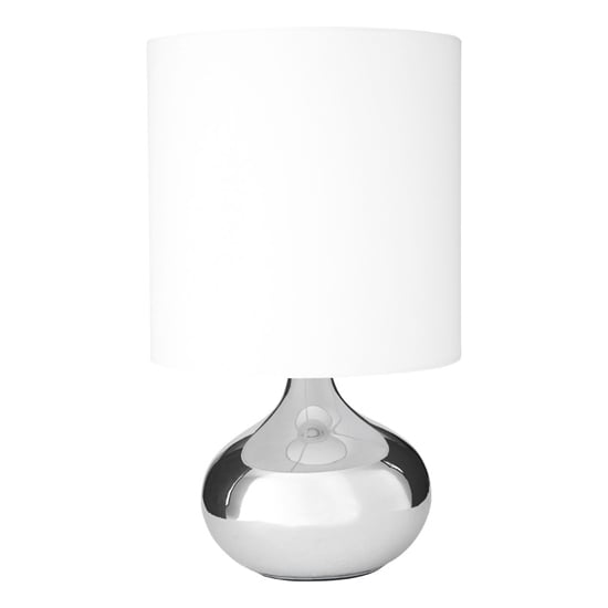 Product photograph of Nikowi White Fabric Shade Table Lamp With Chrome Metal Base from Furniture in Fashion