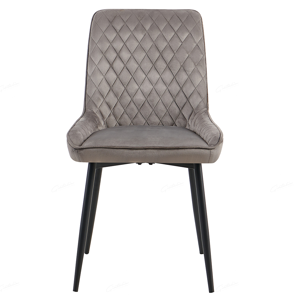 Niles Grey Velvet Dining Chairs With Black Legs In Pair
