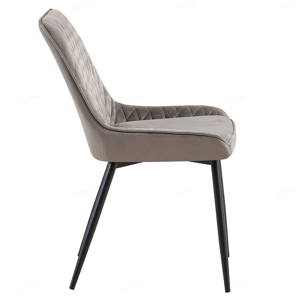 Niles Grey Velvet Dining Chairs With Black Legs In Pair