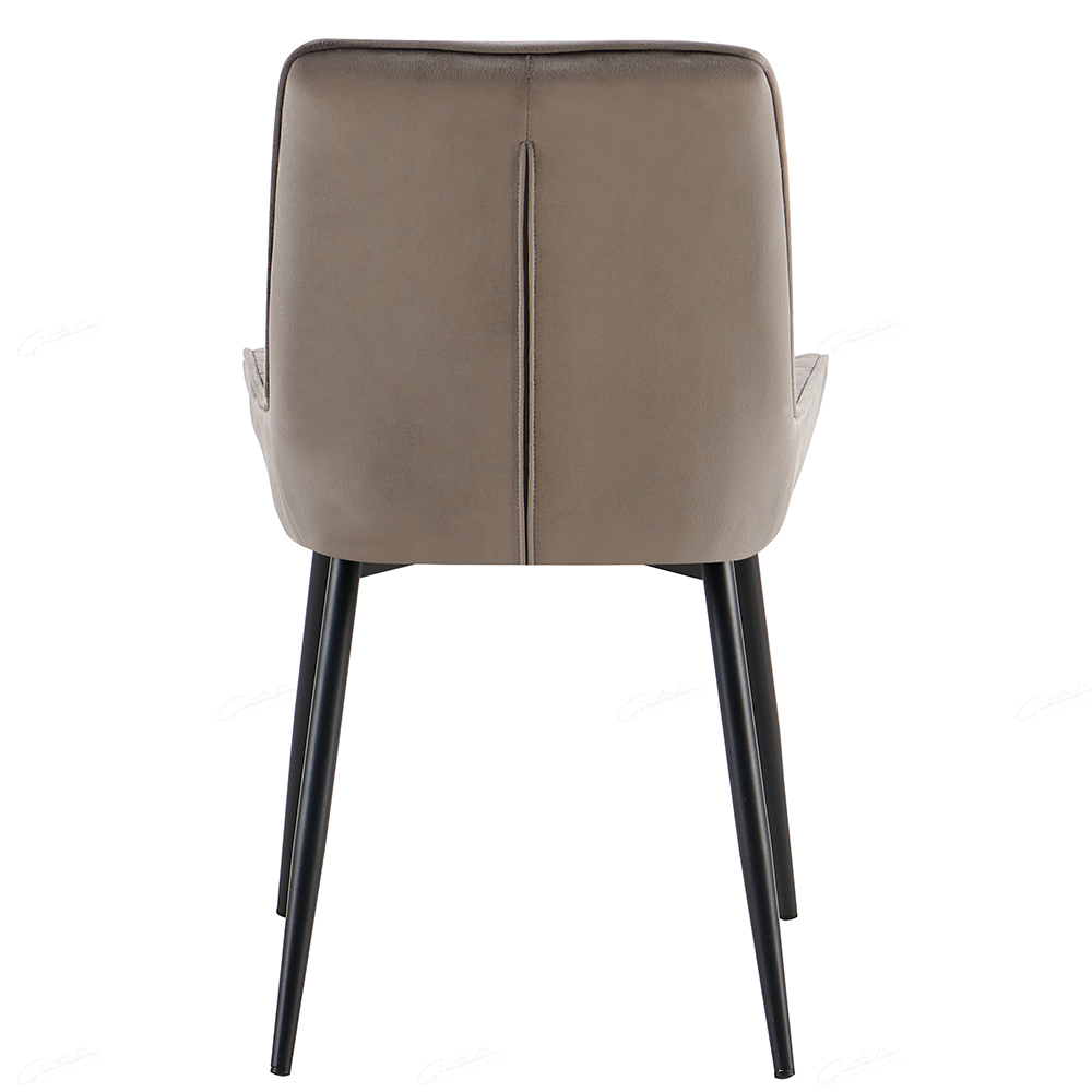 Niles Grey Velvet Dining Chairs With Black Legs In Pair