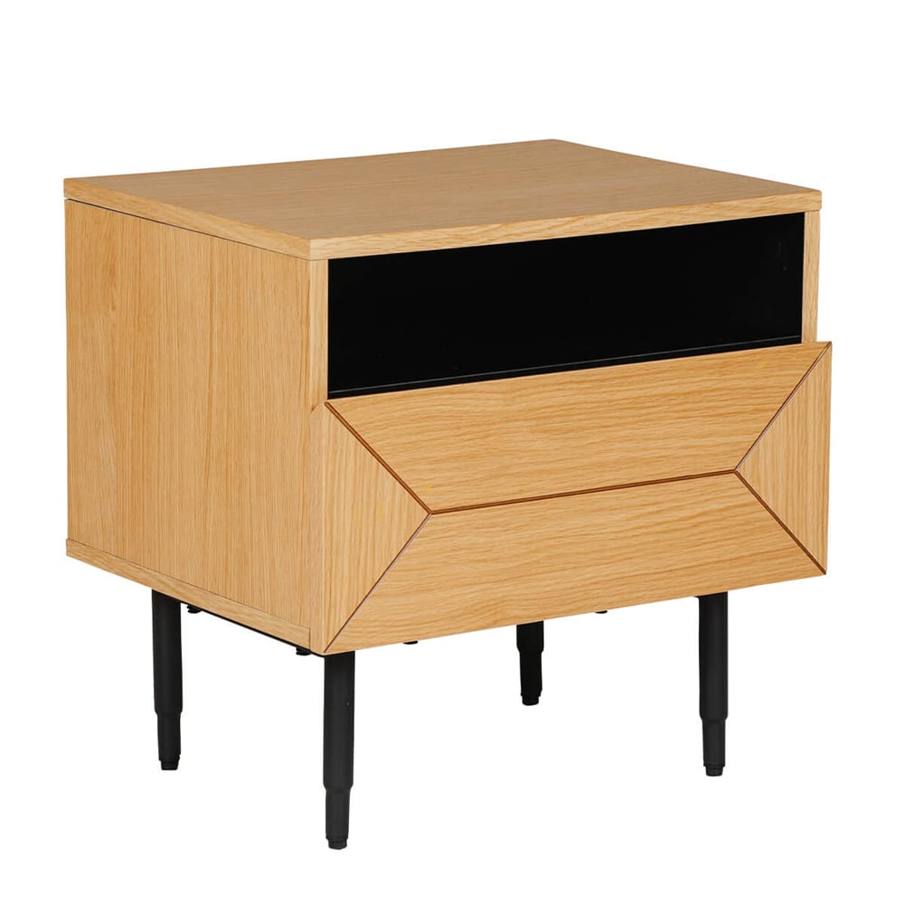 Read more about Niles wooden bedside cabinet with 1 drawer in natural oak