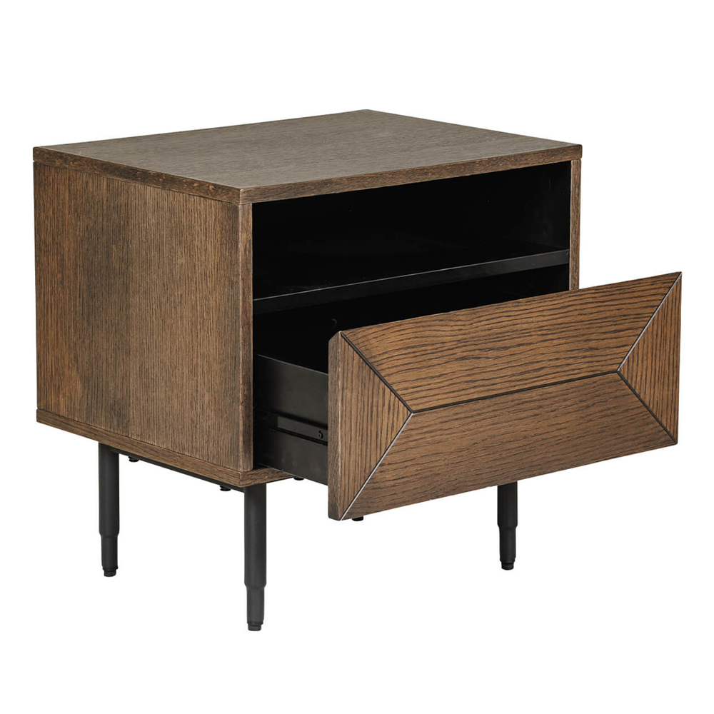 Niles Wooden Bedside Cabinet With 1 Drawer In Smoked Oak