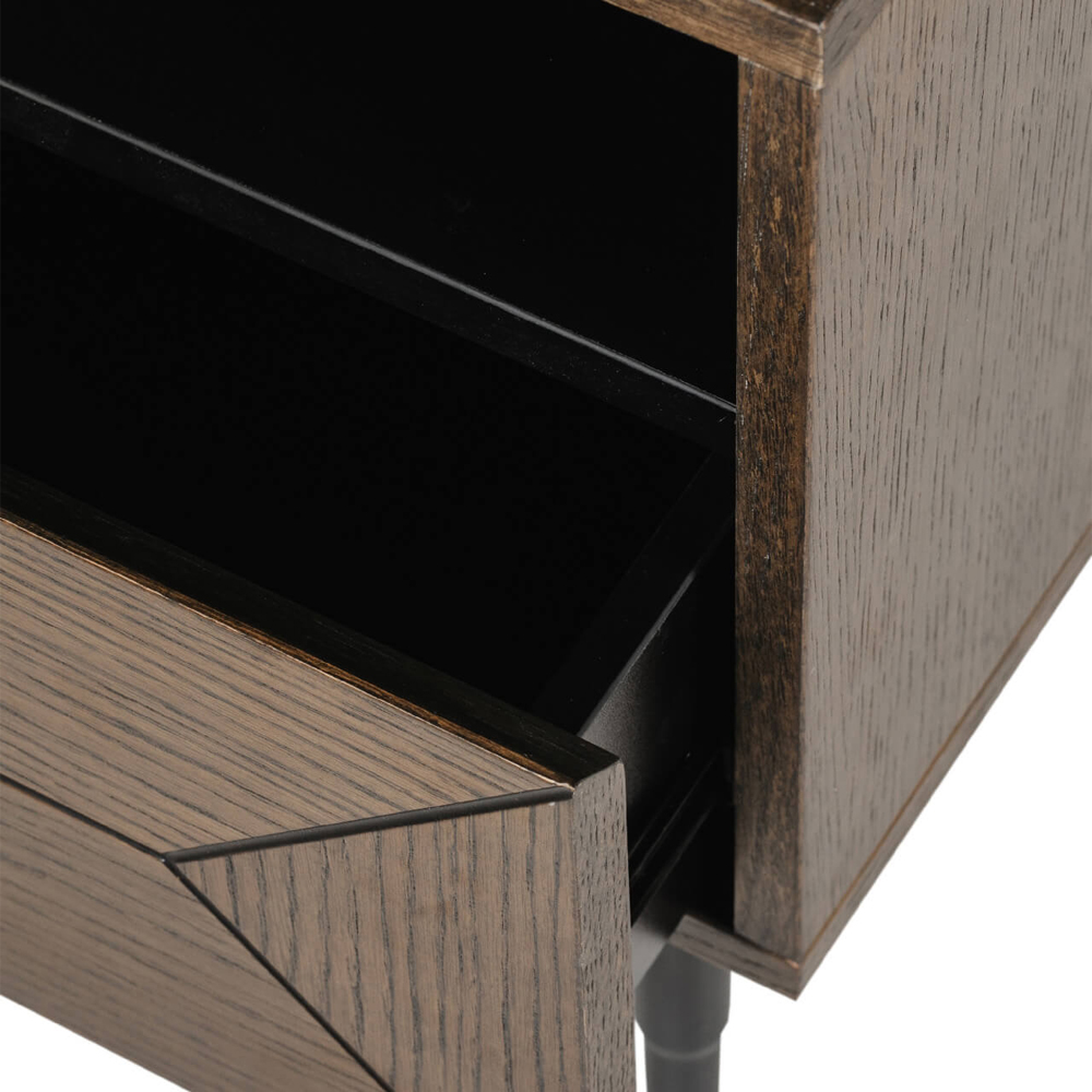 Niles Wooden Bedside Cabinet With 1 Drawer In Smoked Oak