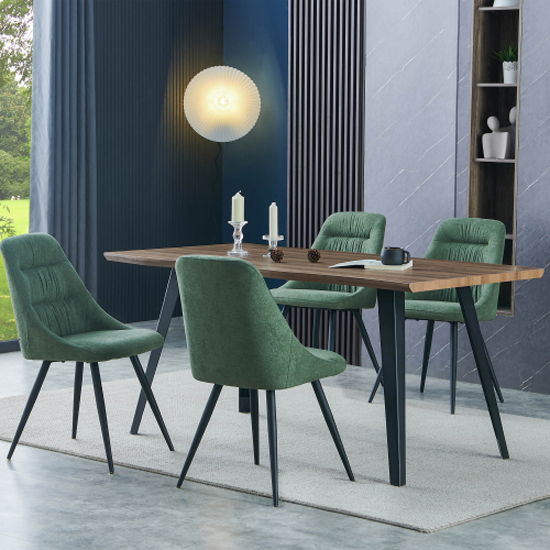 Read more about Niles wooden dining table in natural with 4 calhoun green chairs