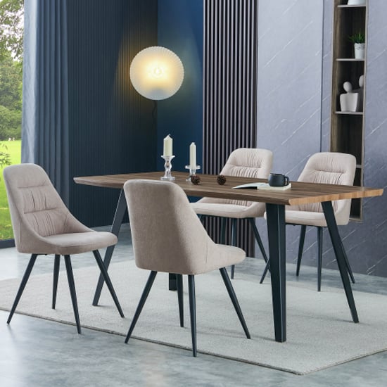 Read more about Niles wooden dining table in natural with 4 calhoun natural chairs