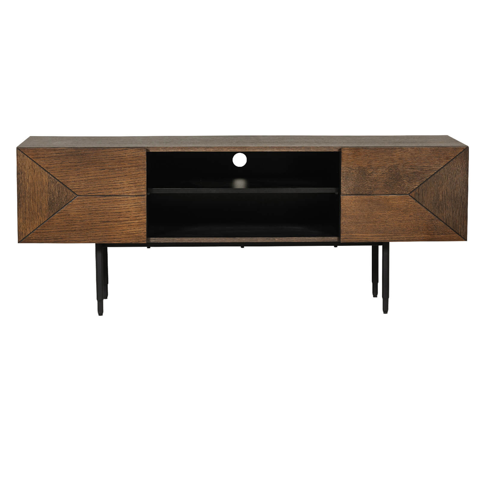 Niles Wooden TV Stand With 2 Doors In Smoked Oak
