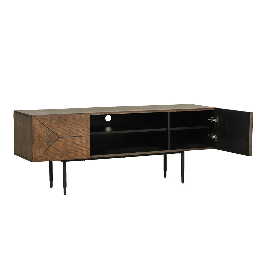 Niles Wooden TV Stand With 2 Doors In Smoked Oak