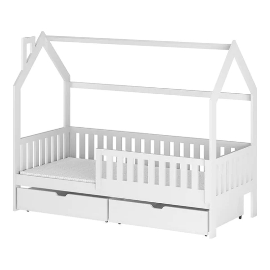 Niort Storage Wooden Single Bed In White