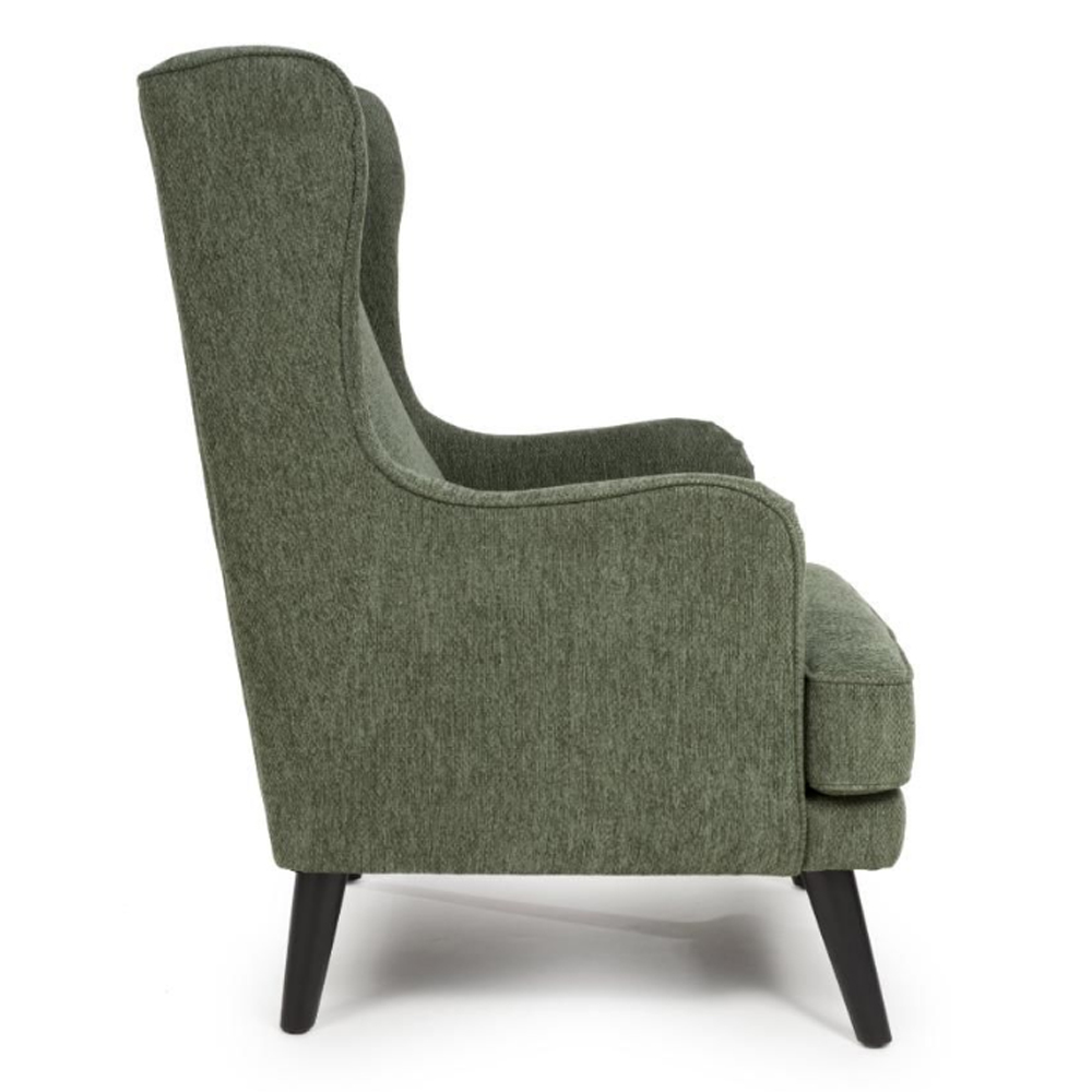 Nirevo Fabric Accent Chair with Black Legs in Green