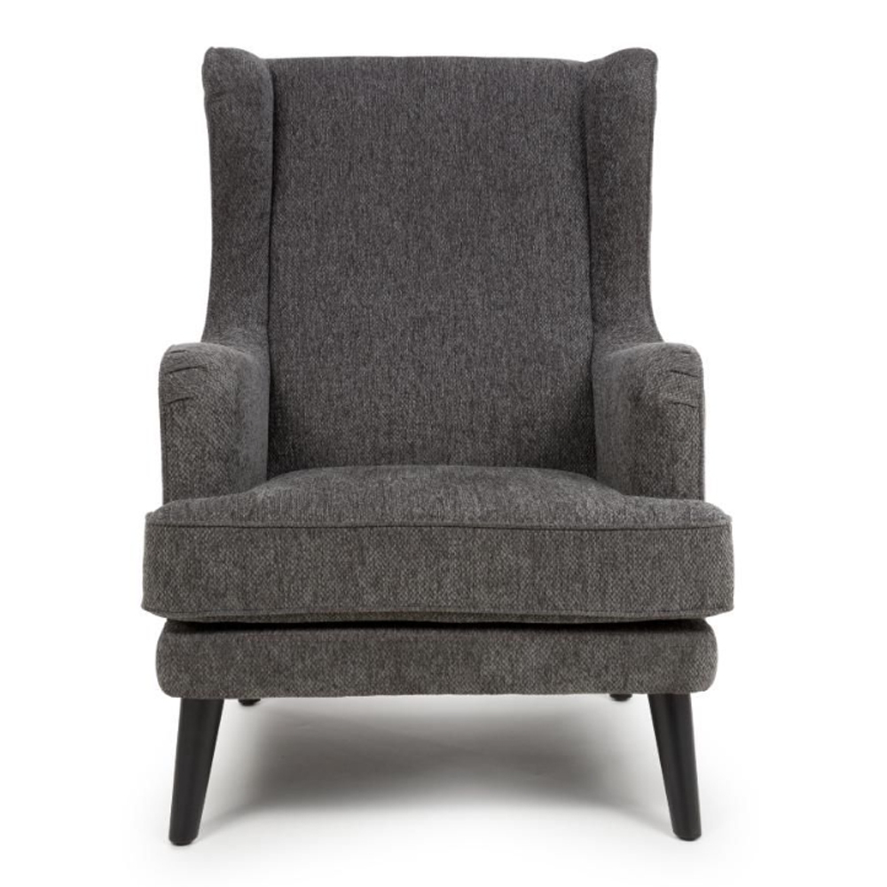 Nirevo Fabric Accent Chair with Black Legs in Grey