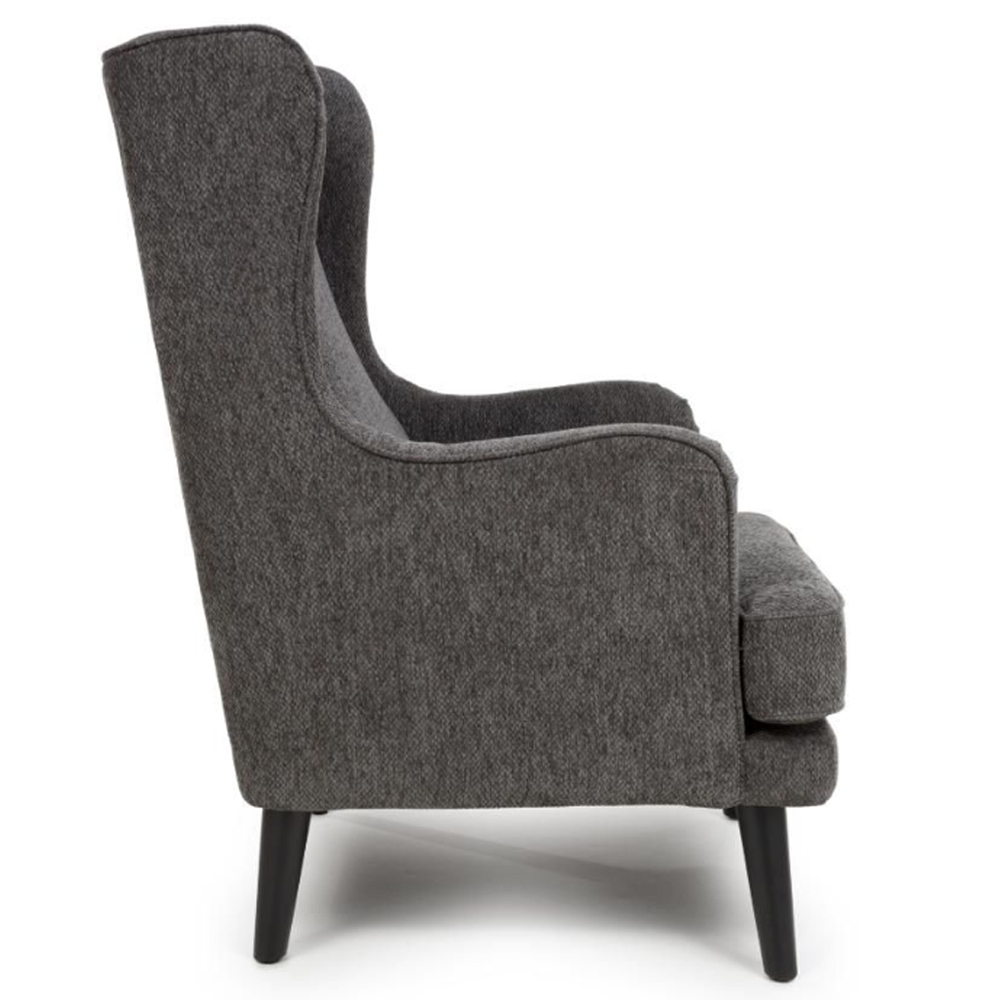 Nirevo Fabric Accent Chair with Black Legs in Grey