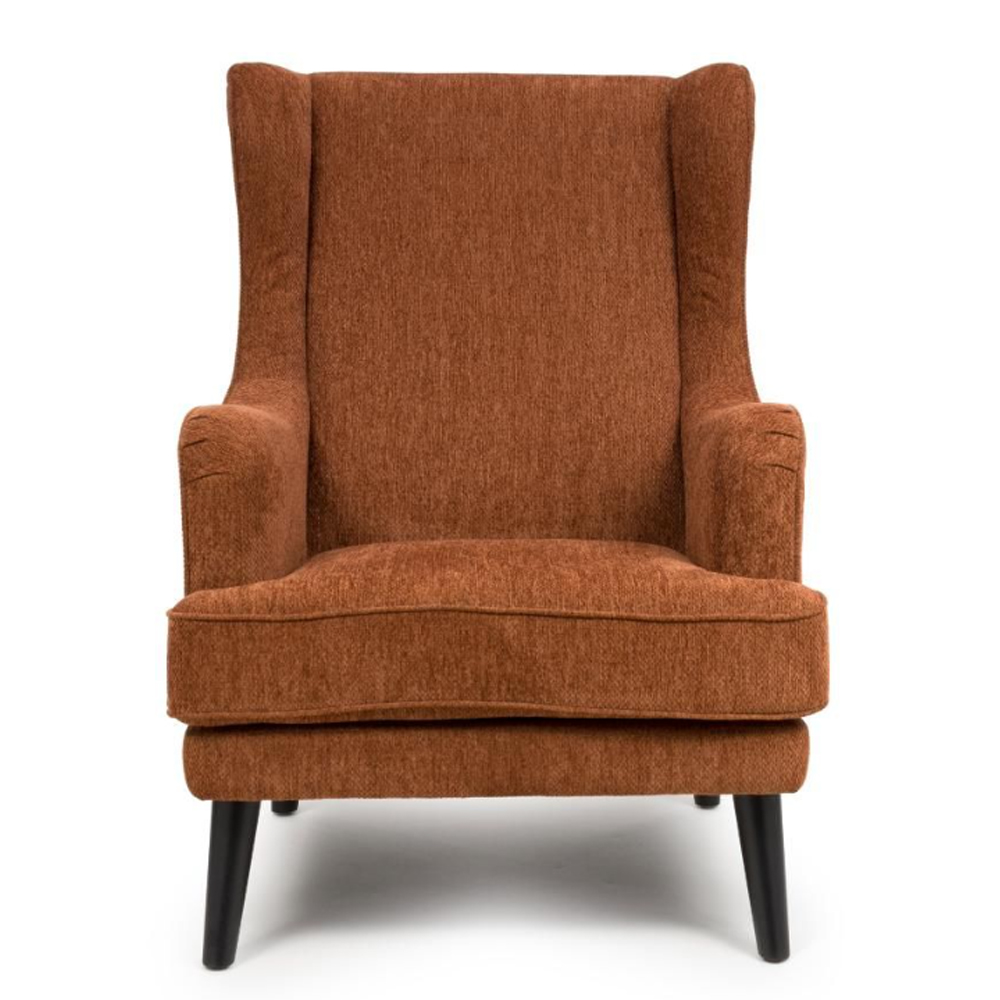 Nirevo Fabric Accent Chair with Black Legs in Rust