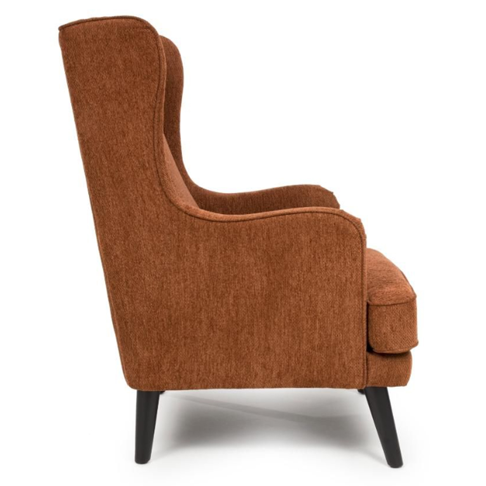 Nirevo Fabric Accent Chair with Black Legs in Rust