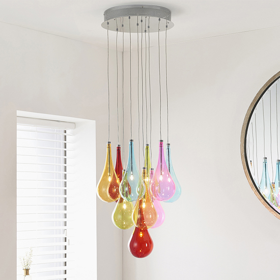 Photo of Niro 10 lights multi coloured ceiling pendant light in chrome