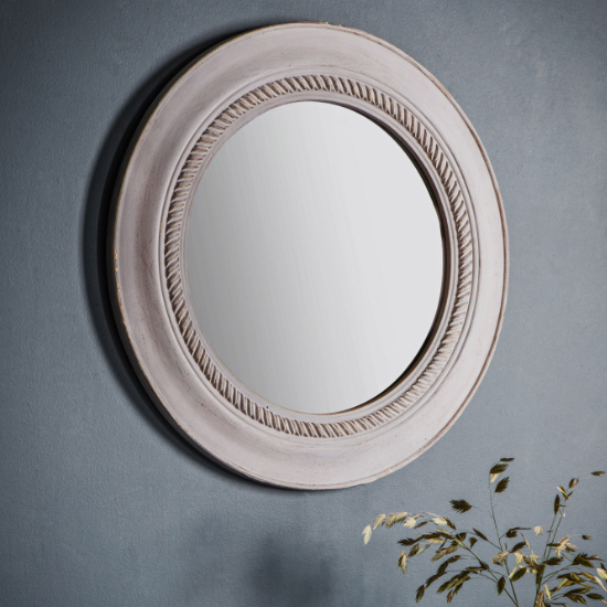 Nisan Round Wall Mirror In Distressed Grey Frame thumbnail