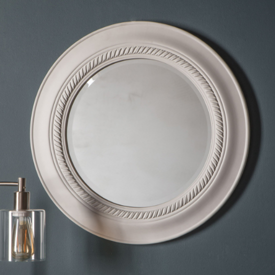 Nisan Round Wall Mirror In White Frame thumbnail