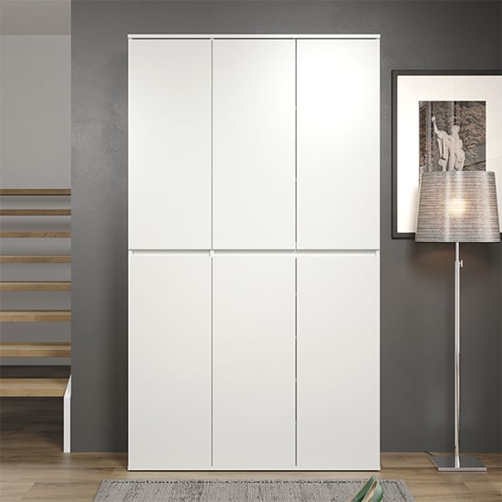 Nitra Wooden Hallway Storage Cabinet With 6 Doors In White_2