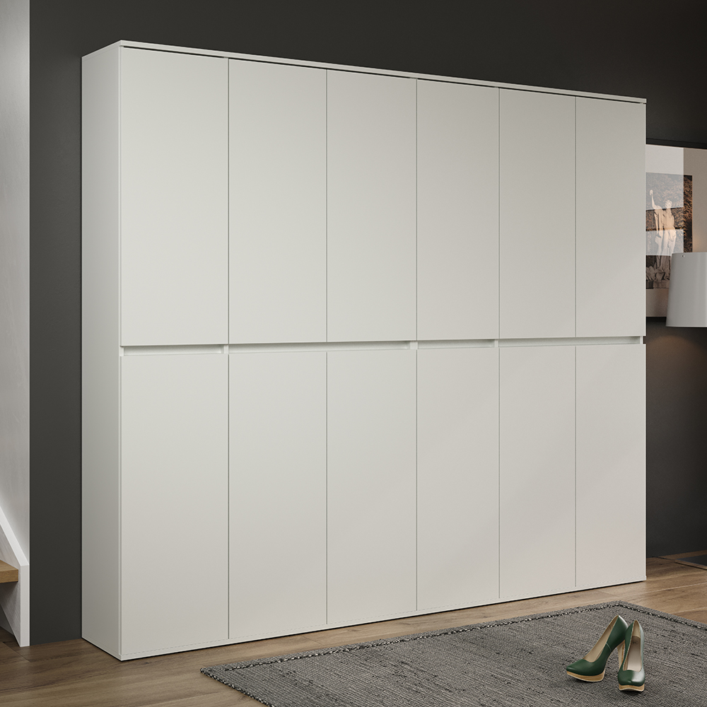 Nitra Wooden Hallway Storage Cabinet With 12 Doors In White