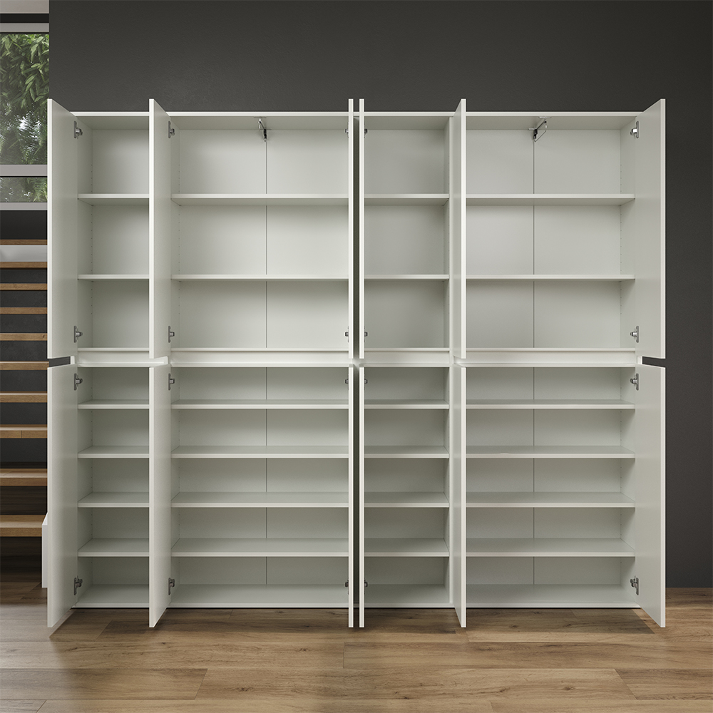 Nitra Wooden Hallway Storage Cabinet With 12 Doors In White