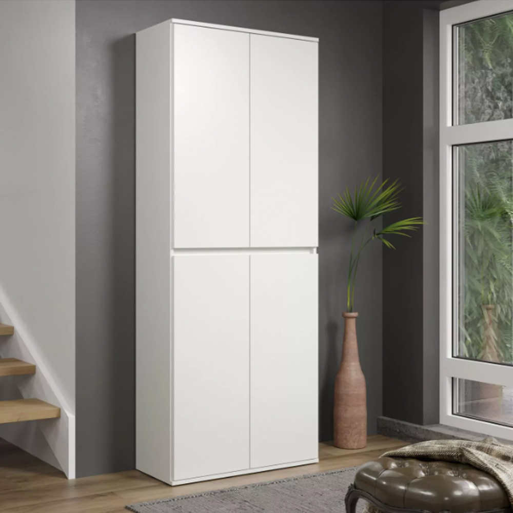 Nitra Wooden Hallway Storage Cabinet With 4 Doors In White
