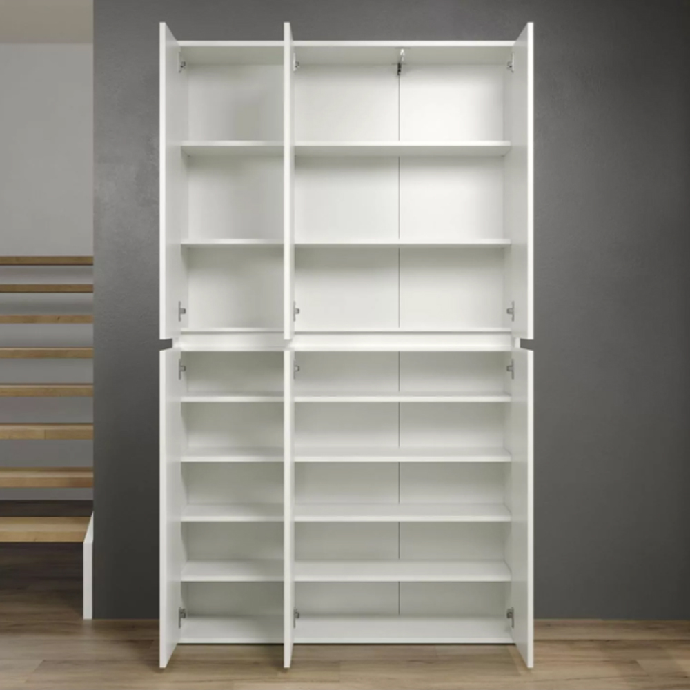 Nitra Wooden Hallway Storage Cabinet With 6 Doors In White