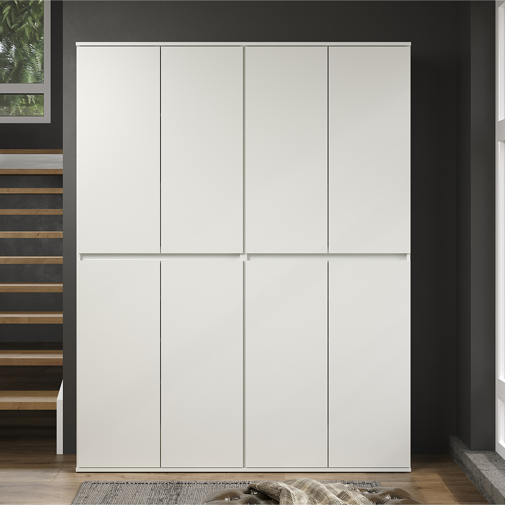 Nitra Wooden Hallway Storage Cabinet With 8 Doors In White