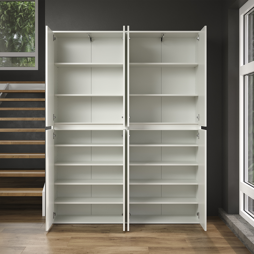 Nitra Wooden Hallway Storage Cabinet With 8 Doors In White