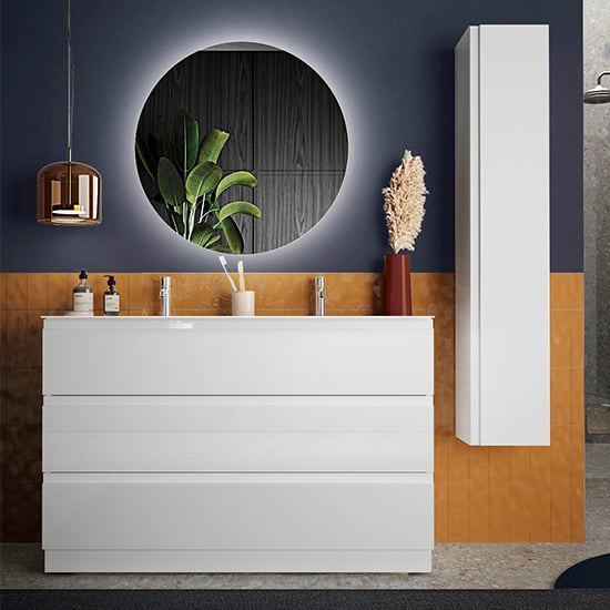 Nitro 120cm High Gloss Floor Bathroom Furniture Set In White