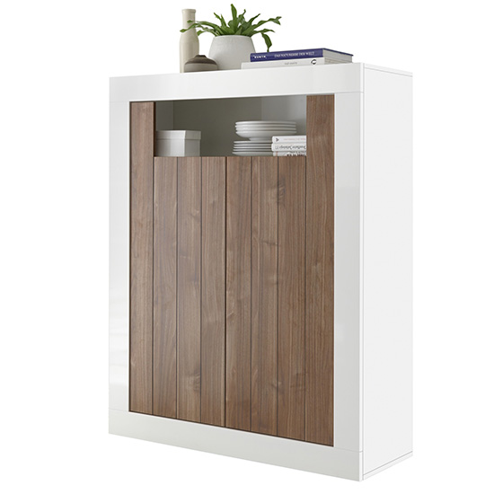 Nitro 2 Doors Wooden Storage Unit In White Gloss Dark Walnut