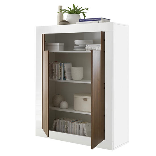 Nitro 2 Doors Wooden Storage Unit In White Gloss Dark Walnut