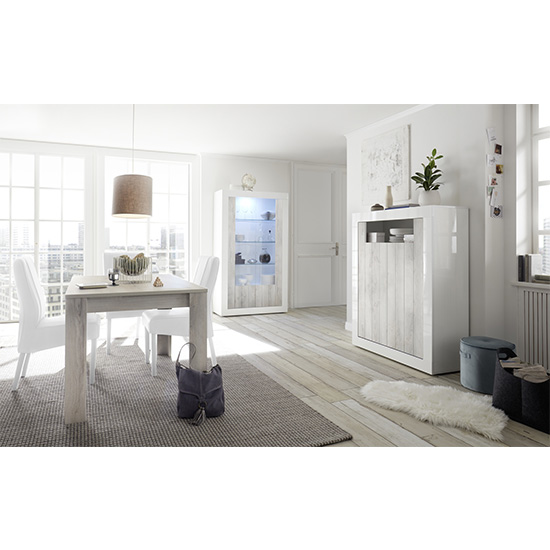 Nitro 2 Doors Wooden Storage Unit In White Gloss And White Pine_4