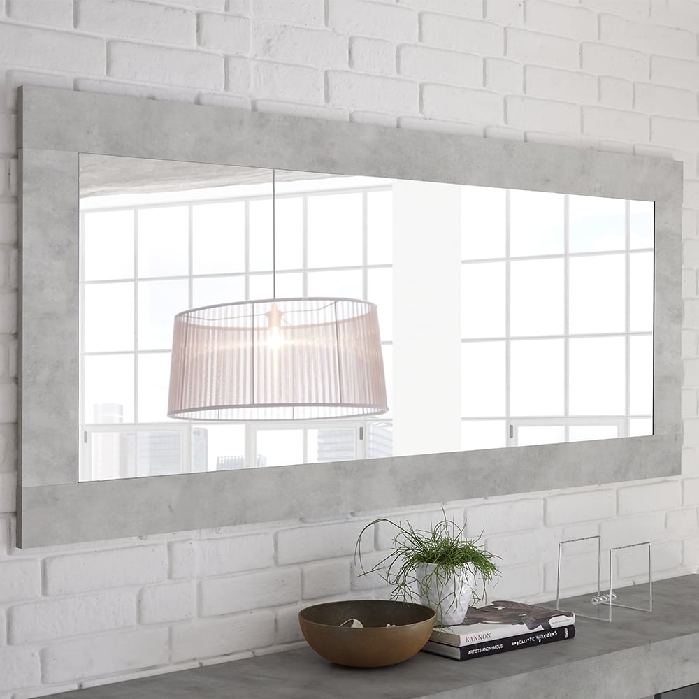 Product photograph of Nitro Bedroom Wall Mirror In Cement Wooden Frame from Furniture in Fashion
