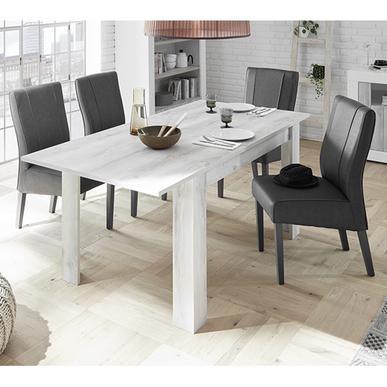 Nitro Extending Wooden Dining Table In White Pine Furniture in Fashion