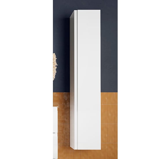 Product photograph of Nitro High Gloss Bathroom Storage Cabinet With 1 Door In White from Furniture in Fashion