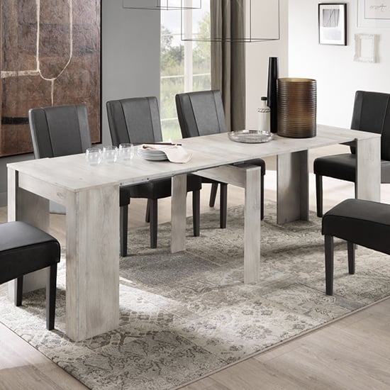 Read more about Nitro large extending wooden dining table in white pine