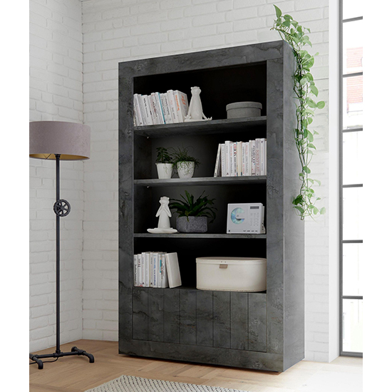 Product photograph of Nitro Wooden Bookcase With 2 Doors 3 Shelves In Oxide from Furniture in Fashion