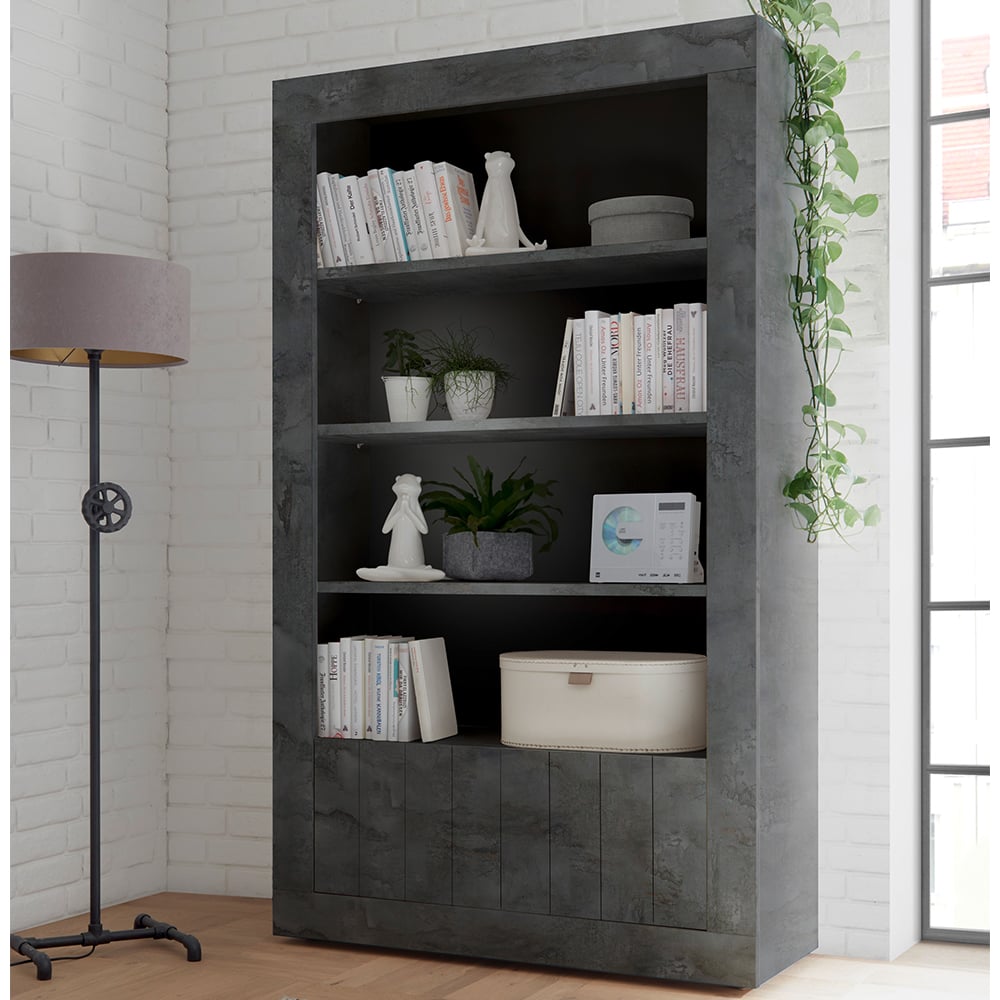 Nitro Wooden Bookcase With 2 Doors In Oxide