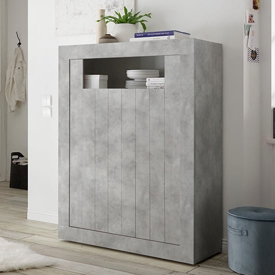 Product photograph of Nitro Wooden Highboard With 2 Doors In Concrete Effect from Furniture in Fashion