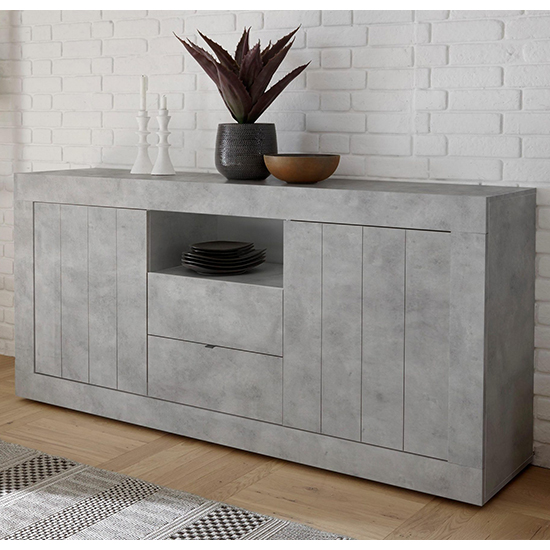 Photo of Nitro wooden sideboard with 2 doors 2 drawers in concrete effect