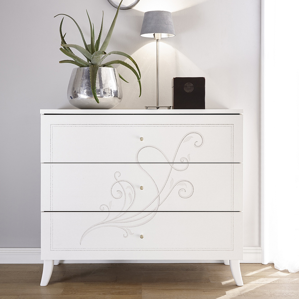 Read more about Nivea wooden chest of 3 drawers in serigraphy white