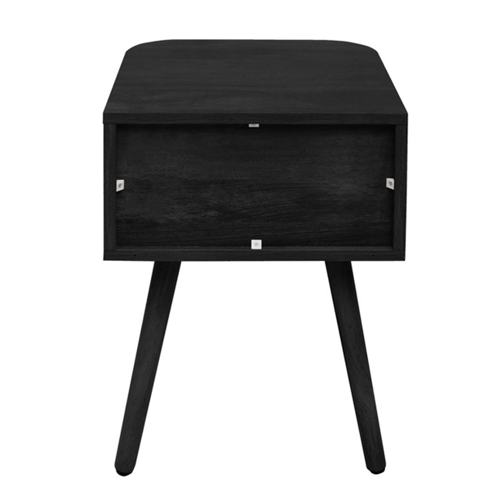 Niven Wooden Bedside Cabinet with 1 Rattan Drawer in Black