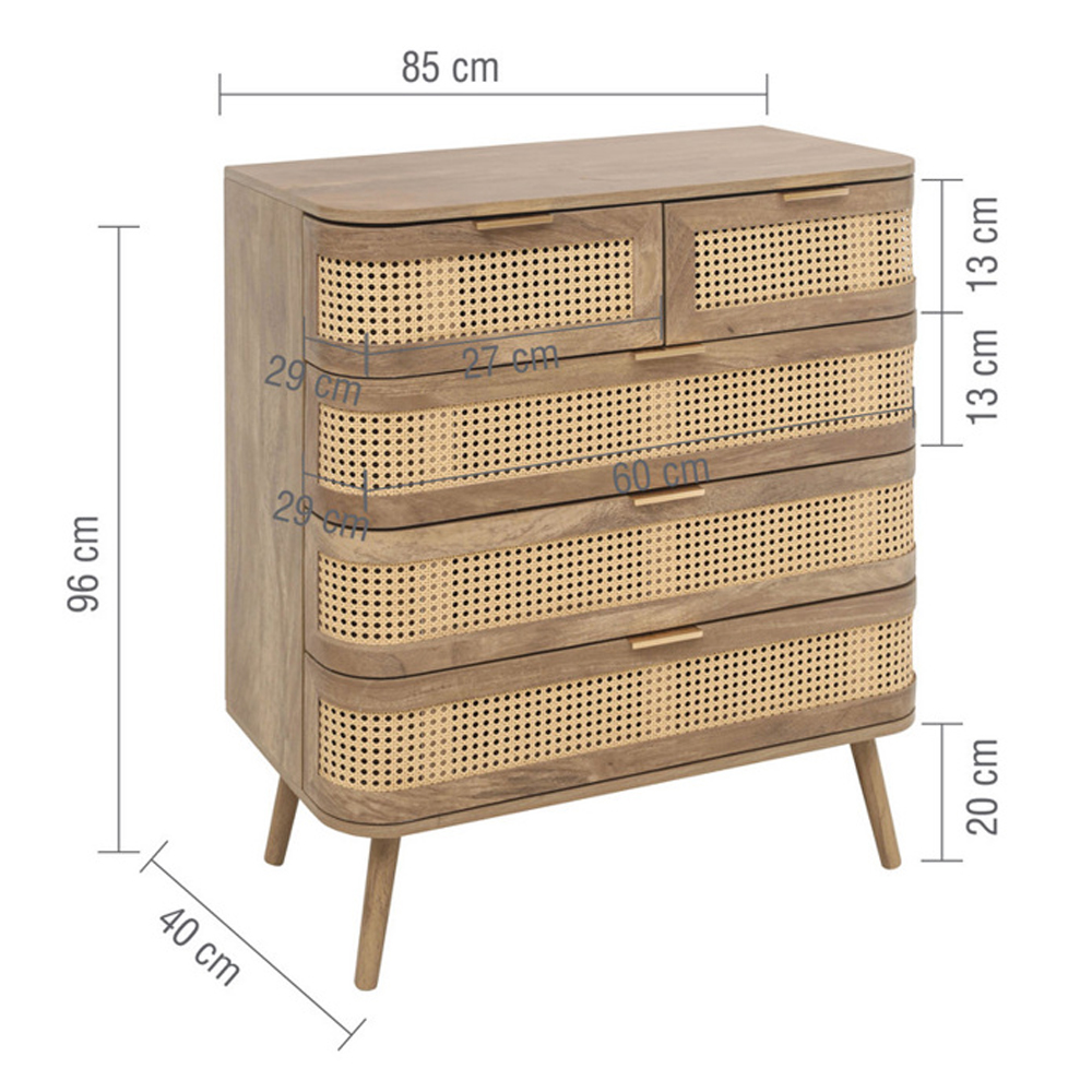 Niven Wooden Chest Of 5 Drawers in Oak