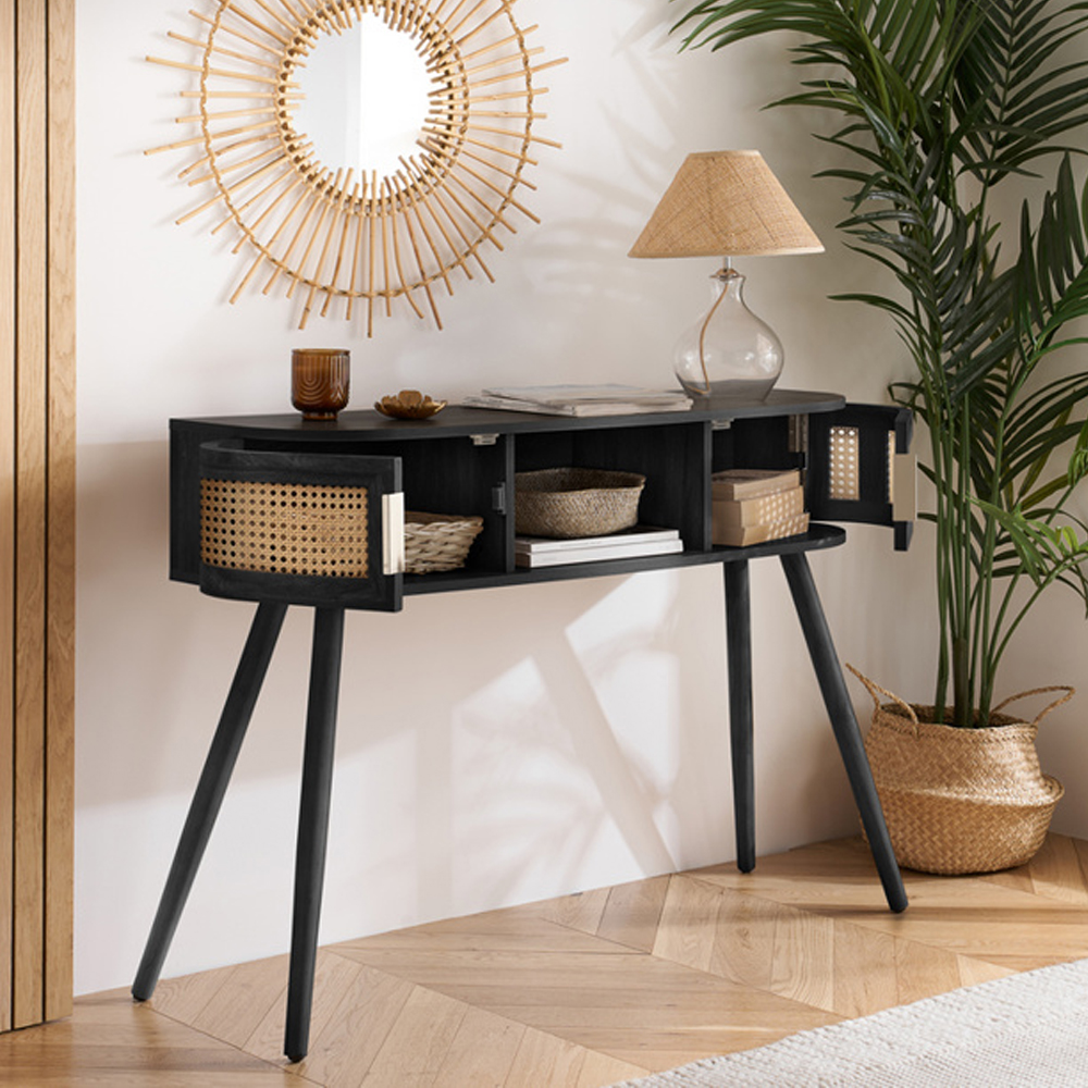 Niven Wooden Console Table in Black