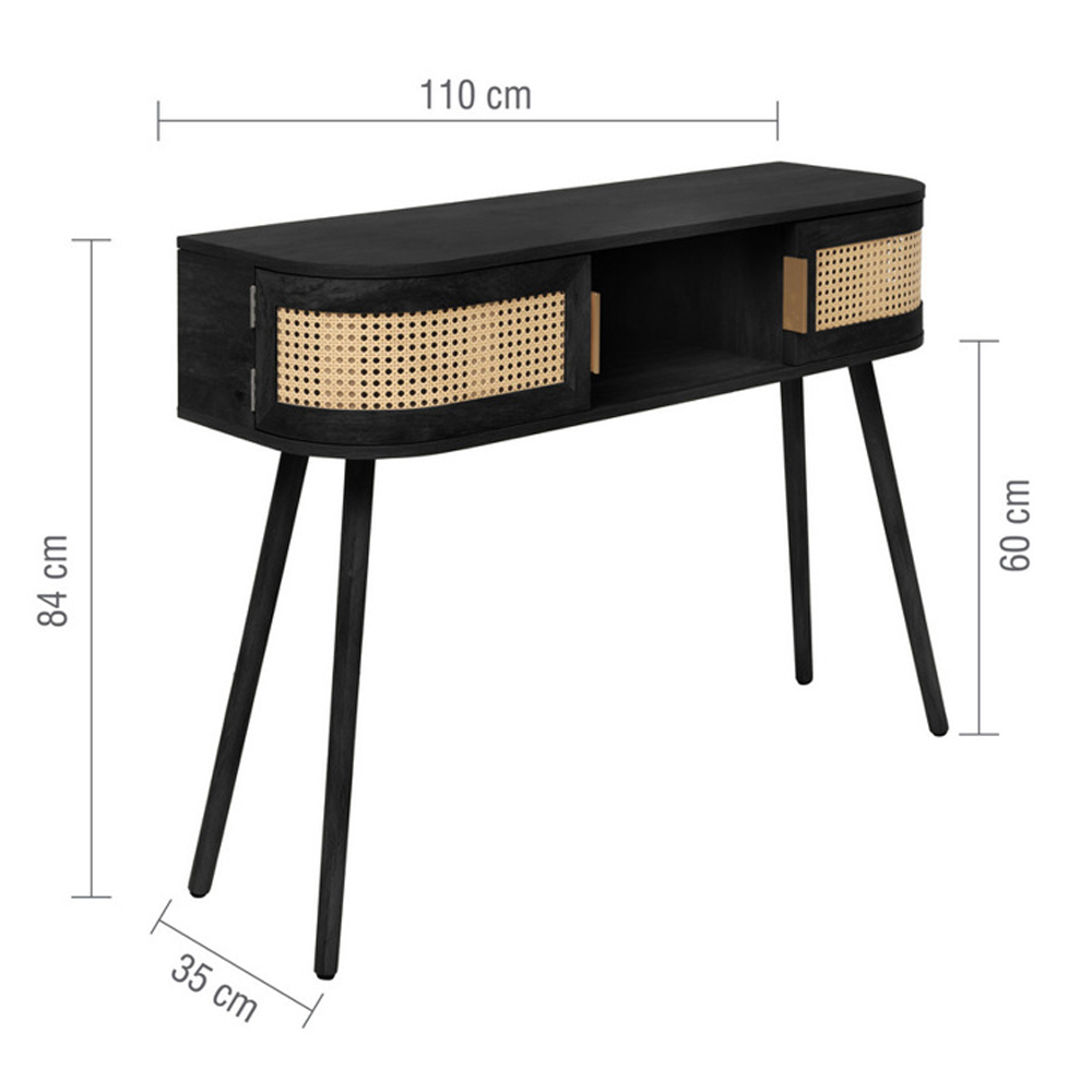 Niven Wooden Console Table in Black