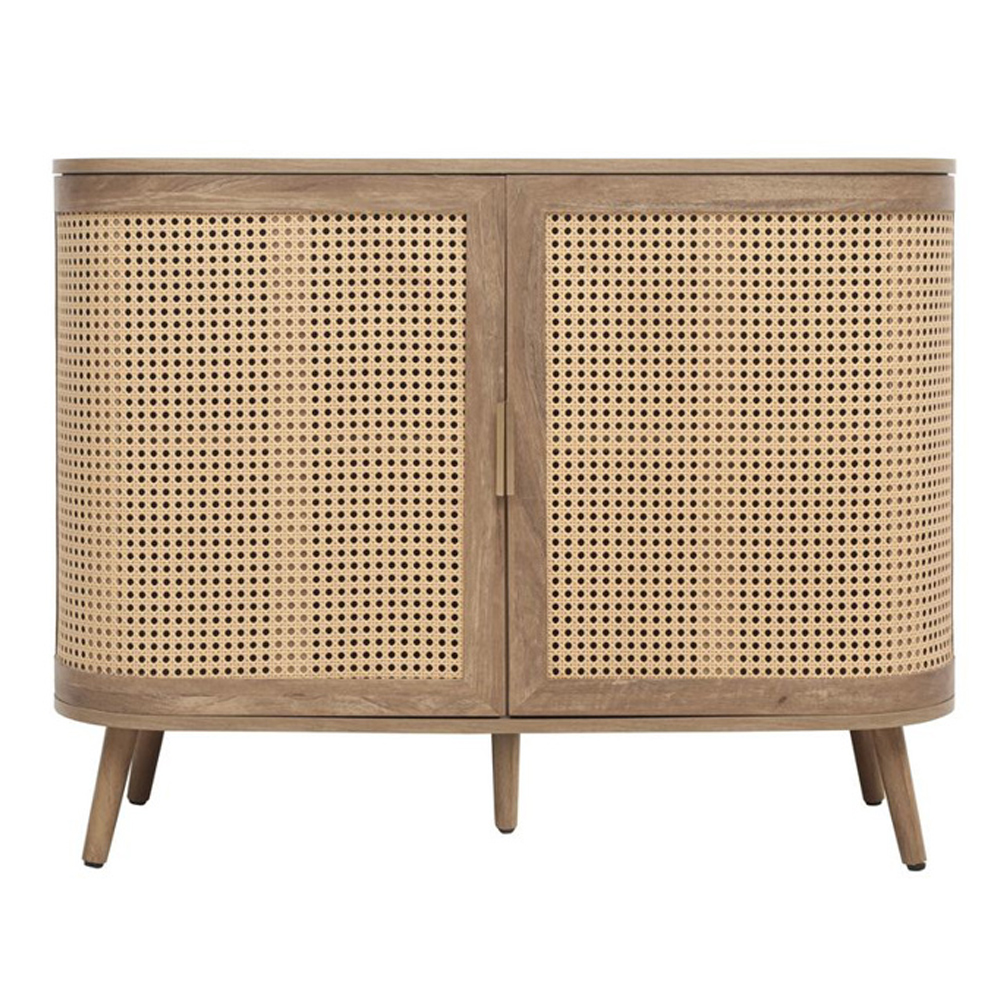 Niven Wooden Storage Cabinet with 2 Rattan Doors in Oak